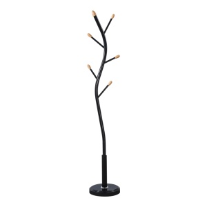 Cuier Portu, negru/natural, 30x30x170 cm
