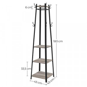 Cuier tip pom cu rafturi Model Newton, Bej/Negru, 43x43x180 cm - Img 5
