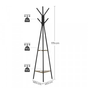 Cuier tip pom Model Perez, Negru/Ivoire, 50x50x179 cm - Img 6