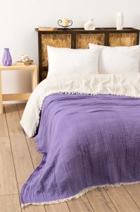Cuvertura pentru Pat Dublu Model Muslin Damson (170 x 250)