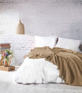 Cuvertura Pled pentru pat dublu Model Mona Mustard