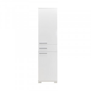 Dulap cu sertar si 2 compartimente Chad alb lucios 45x40x188cm - Img 4