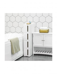 Dulap de depozitare cu sertare, Songmics, Alb/Maro, 45 x 17 x 83 cm, KFR08WT - Img 2