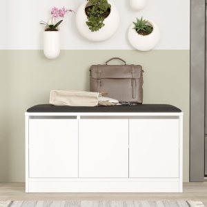 Dulap de pantofi cu bancheta Mr2 Alb 89.6x45.8x35.5 cm - Img 1