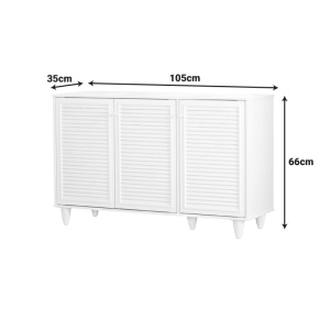 Dulap de pantofi Ronan, alb, 105x35x66 cm - Img 4