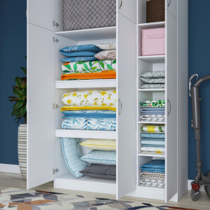 Dulap haine Model BA104, Alb, 145x55x239 cm - Img 8