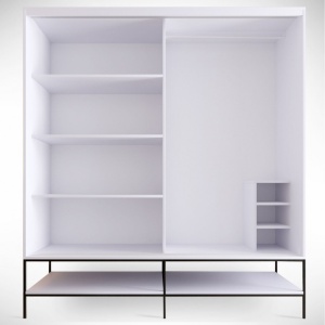 Dulap haine Model Martin, Alb marmorat/Negru/Auriu, 190x57x200 cm - Img 10