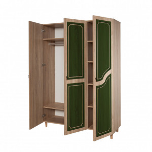 Dulap haine Model Mode-623, Stejar/Verde, 135x52x192 cm - Img 6