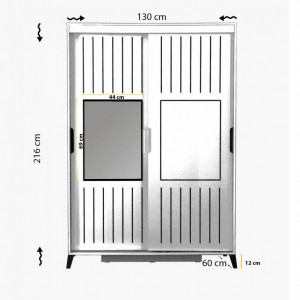Dulap haine Model Pacific, Alb, 130x60x216 cm - Img 7