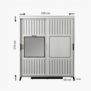 Dulap haine Model Pacific, Alb, 160x60x216 cm - Img 8