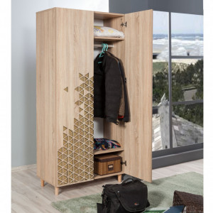 Dulap haine Model Stil, Stejar sonoma/Bej, 90x52x192 cm - Img 4