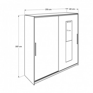 Dulap haine Model SWD-720-BB-3, Alb, 210x60x207 cm - Img 8