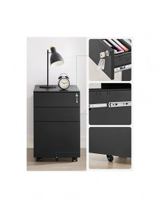 Dulap mobil cu incuietoare Model Oakleigh, Negru, 52x39x60 cm - Img 5
