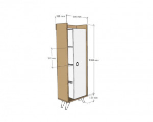 Dulap multifunctional Model Ilgim, Stejar/Alb, 50x31.8x140 cm - Img 4