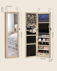 Dulap pentru bijuterii, Songmics, Bej-Maro, 120x10x36.7 cm - Img 7