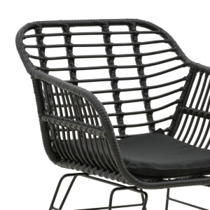 Fotoliu de exterior, Model Naoki, culoare negru, metal si poliratan, 55x58x79 cm - Img 11