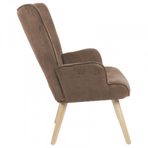 Fotoliu Fluffy material textil maro - culoare lemn natural 75x69x96cm - Img 3