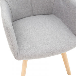 Fotoliu Nasima material textil gri - culoare lemn natural 57x58x84cm - Img 6