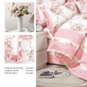 Lenjerie cu Broderie si Volanase Imperial Rose, 4 Piese (Finet) - Img 2