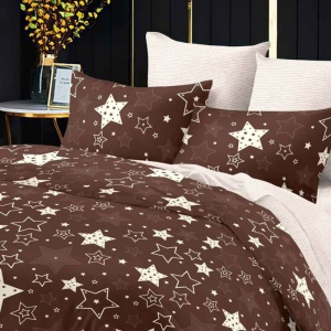Lenjerie cu Elastic 180x200 cm, Brown Stars 6 Piese (Finet) - Img 3