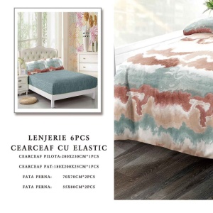 Lenjerie cu Elastic 180x200 cm, Cinnamon 6 Piese (Finet) - Img 2