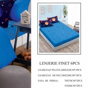 Lenjerie cu Elastic 180x200 cm, Galaxy 6 Piese (Finet) - Img 3