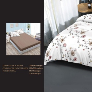 Lenjerie cu Elastic 180x200, Pivoine 6 Piese (Finet) - Img 2