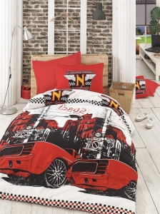 Lenjerie de pat 1 Persoana Model Bolide Red