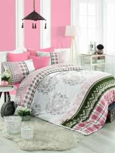 Lenjerie de pat 1 Persoana Model Nazenin Pink