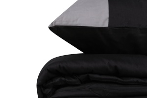 Lenjerie de pat 1 Persoana Model Plain Black, Grey - Img 4