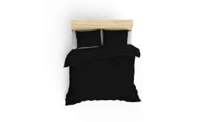 Lenjerie de pat dublu, Bumbac 100% Satinat Model Elegant Black - Img 2