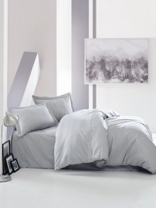 Lenjerie de pat dublu, Bumbac 100% Satinat Model Elegant Grey