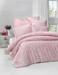 Lenjerie de pat dublu, Bumbac 100% Satinat Model Verano Powder