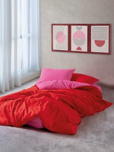 Lenjerie de pat dublu Model Sage Red, Fuchsia