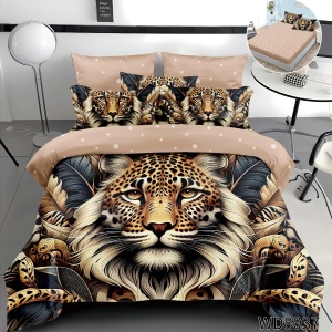 Lenjerie de pat Finet 5D Digital Print cu elastic – 4 piese, Majestic Leopard Spirit