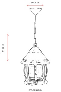 Lustra de exterior 68184 Negru 50x20 cm - Img 3