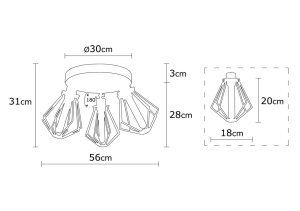 Lustra Oylat Negru 56x31 cm - Img 3