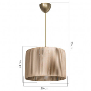 Lustră tip pendul, E27, Natural, Ø30 × 24 cm - Img 3