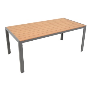 Masa de exterior, Model Nares, culoare natural si antracit, aluminiu si lemn, 180x90x72.5 cm - Img 4