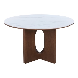 Masă dining Merge, alb marmorat/nuc, D130x75 cm - Img 3