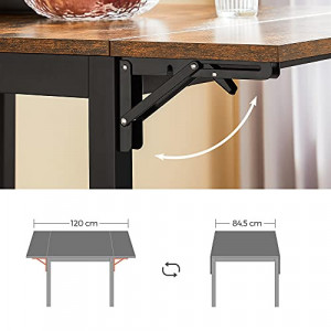 Masa Extensibila Model Terrance, 78-120x84.5x75 cm, Maro rustic/Negru - Img 3