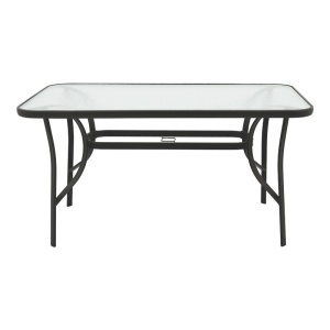 Masă grădină, Pako World, model Ensure, Metal si Sticla Securizata, Negru, 140 x 80 x 70 cm - Img 3