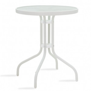 Masa gradina, Pako World, model Watson, structura metal, blat sticla securizata, Alb, Φ60x70cm - Img 2
