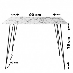 Masa Model Gordon, 90x90x75 cm, Negru/Negru marmorat - Img 6