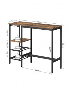 Masa Model Jack, 110x40x90 cm, Maro Rustic/Negru - Img 7