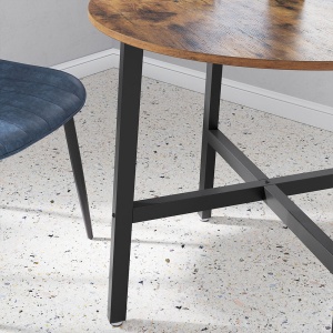 Masă rotundă de dining pentru 4 persoane, stil industrial, Maro Rustic/Negru, Ø80 × 75 cm - Img 4