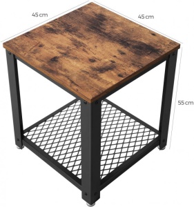 Masuta de Cafea Model Andre, 45x45x55 cm, Maro Rustic/Negru - Img 5