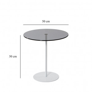 Masuta de Cafea Model Cleo, 50X50X50 cm, Alb/Gri inchis, Blat Sticla securizata - Img 5