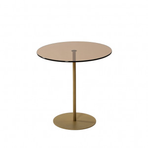 Masuta de Cafea Model Cleo, 50X50X50 cm, Auriu/Bronz, Blat Sticla securizata - Img 4