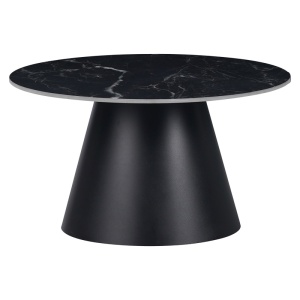 Masuta de Cafea Model Fabrin, Negru marmorat/Negru, D70x40 cm